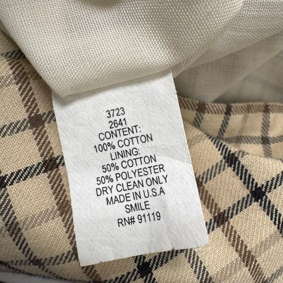 Tailor New York Tan Y2K Zipper Back Bow Accent Pleated Check Hem Skirt Size 4 - Picture 7 of 8